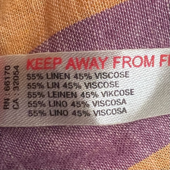 By Anthropologie Grommet Halter Stripe Linen Maxi Dress Lilac & Peach Size Large - Picture 13 of 14